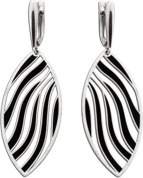 Ohrhänger Silber 925 schwarz lackiert Ohrschmuck Damenschmuck