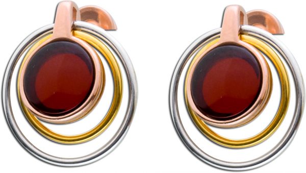 Roter Edelsteinohrringe Bernstein Ohrhänger rot Cherry Amber Bernstein tricolor vergoldet  Sterling Silber 925